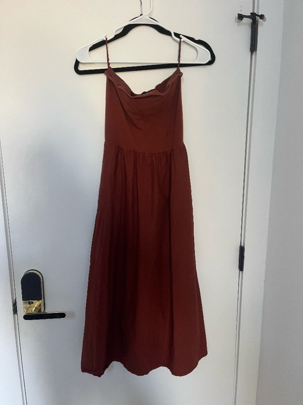 Strapless Burnt Orange Gap Midi Dress